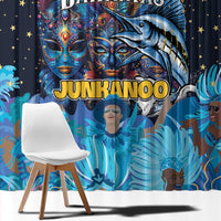 Bahamas Junkanoo Window Curtain Bahamian Mask Blue Marlin - Wonder Print Shop