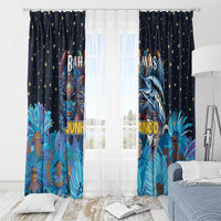 Bahamas Junkanoo Window Curtain Bahamian Mask Blue Marlin - Wonder Print Shop