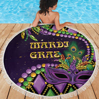 Mardi Gras Beach Blanket Luxury Mask Fleur De Lis - Wonder Print Shop