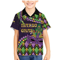 Personalized Mardi Gras Family Matching Mermaid Dress and Hawaiian Shirt Luxury Mask Fleur De Lis - Wonder Print Shop