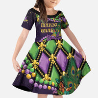 Personalized Mardi Gras Family Matching Short Sleeve Bodycon Dress and Hawaiian Shirt Luxury Mask Fleur De Lis - Wonder Print Shop