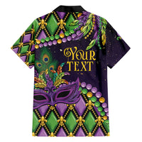 Personalized Mardi Gras Family Matching Short Sleeve Bodycon Dress and Hawaiian Shirt Luxury Mask Fleur De Lis - Wonder Print Shop