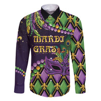 Personalized Mardi Gras Family Matching Short Sleeve Bodycon Dress and Hawaiian Shirt Luxury Mask Fleur De Lis - Wonder Print Shop