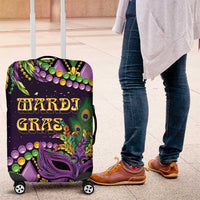Mardi Gras Luggage Cover Luxury Mask Fleur De Lis - Wonder Print Shop