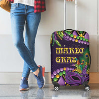 Mardi Gras Luggage Cover Luxury Mask Fleur De Lis - Wonder Print Shop