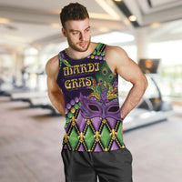 Personalized Mardi Gras Men Tank Top Luxury Mask Fleur De Lis - Wonder Print Shop