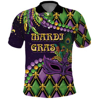 Personalized Mardi Gras Polo Shirt Luxury Mask Fleur De Lis - Wonder Print Shop