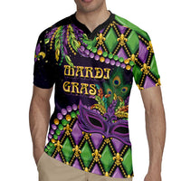 Personalized Mardi Gras Rugby Jersey Luxury Mask Fleur De Lis - Wonder Print Shop