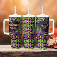 Personalized Mardi Gras Tumbler With Handle Luxury Mask Fleur De Lis - Wonder Print Shop