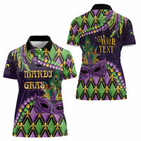 Personalized Mardi Gras Women Polo Shirt Luxury Mask Fleur De Lis - Wonder Print Shop