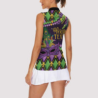 Personalized Mardi Gras Women Sleeveless Polo Shirt Luxury Mask Fleur De Lis - Wonder Print Shop