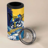 Personalized Barbados God Of The Sea 4 in 1 Can Cooler Tumbler Bajan Flying Fish Special Version - Wonder Print Shop