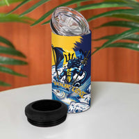 Personalized Barbados God Of The Sea 4 in 1 Can Cooler Tumbler Bajan Flying Fish Special Version - Wonder Print Shop