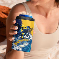 Personalized Barbados God Of The Sea 4 in 1 Can Cooler Tumbler Bajan Flying Fish Special Version - Wonder Print Shop