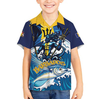 Personalized Barbados God Of The Sea Family Matching Off Shoulder Short Dress and Hawaiian Shirt Bajan Flying Fish Special Version - Wonder Print Shop