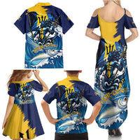 Personalized Barbados God Of The Sea Family Matching Summer Maxi Dress and Hawaiian Shirt Bajan Flying Fish Special Version - Wonder Print Shop