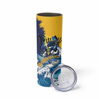 Personalized Barbados God Of The Sea Skinny Tumbler Bajan Flying Fish Special Version - Wonder Print Shop