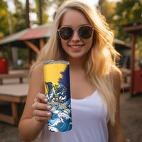 Personalized Barbados God Of The Sea Skinny Tumbler Bajan Flying Fish Special Version - Wonder Print Shop