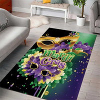 Personalized Mardi Gras Area Rug Carnival Feathers Masks