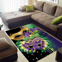 Personalized Mardi Gras Area Rug Carnival Feathers Masks