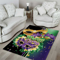Personalized Mardi Gras Area Rug Carnival Feathers Masks