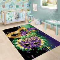 Personalized Mardi Gras Area Rug Carnival Feathers Masks