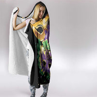 Personalized Mardi Gras Hooded Blanket Carnival Feathers Masks