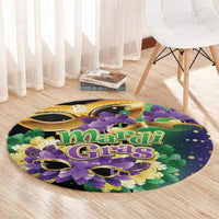 Mardi Gras Round Carpet Carnival Feathers Masks - Wonder Print Shop