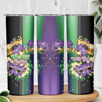 Personalized Mardi Gras Skinny Tumbler Carnival Feathers Masks - Wonder Print Shop