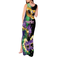 Personalized Mardi Gras Tank Maxi Dress Carnival Feathers Masks - Wonder Print Shop