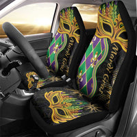 Personalized Mardi Gras Car Seat Cover Gold Mask Unique Style