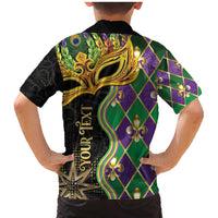 Personalized Mardi Gras Family Matching Mermaid Dress and Hawaiian Shirt Gold Mask Unique Style