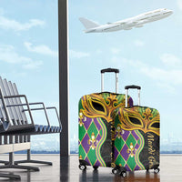 Personalized Mardi Gras Luggage Cover Gold Mask Unique Style