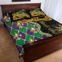 Mardi Gras Quilt Bed Set Gold Mask Unique Style - Wonder Print Shop