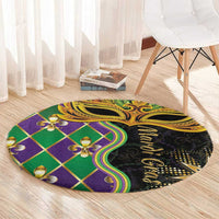 Mardi Gras Round Carpet Gold Mask Unique Style - Wonder Print Shop