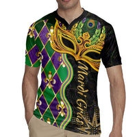 Personalized Mardi Gras Rugby Jersey Gold Mask Unique Style - Wonder Print Shop