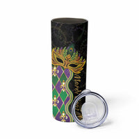 Personalized Mardi Gras Skinny Tumbler Gold Mask Unique Style - Wonder Print Shop
