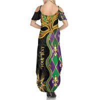 Personalized Mardi Gras Summer Maxi Dress Gold Mask Unique Style - Wonder Print Shop