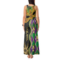 Personalized Mardi Gras Tank Maxi Dress Gold Mask Unique Style - Wonder Print Shop