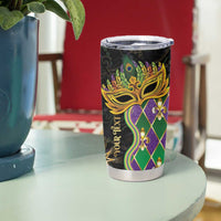 Personalized Mardi Gras Tumbler Cup Gold Mask Unique Style - Wonder Print Shop