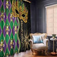 Mardi Gras Window Curtain Gold Mask Unique Style - Wonder Print Shop