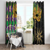 Mardi Gras Window Curtain Gold Mask Unique Style - Wonder Print Shop
