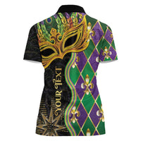 Personalized Mardi Gras Women Polo Shirt Gold Mask Unique Style - Wonder Print Shop