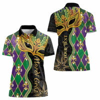 Personalized Mardi Gras Women Polo Shirt Gold Mask Unique Style - Wonder Print Shop