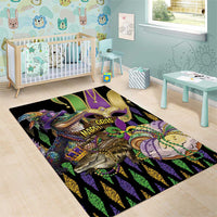Mardi Gras Alligator Area Rug Fleur De Lis Glitter Style