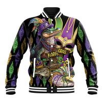 Mardi Gras Alligator Baseball Jacket Fleur De Lis Glitter Style