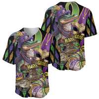 Mardi Gras Alligator Baseball Jersey Fleur De Lis Glitter Style