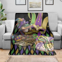 Mardi Gras Alligator Blanket Fleur De Lis Glitter Style