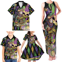 Mardi Gras Alligator Family Matching Tank Maxi Dress and Hawaiian Shirt Fleur De Lis Glitter Style
