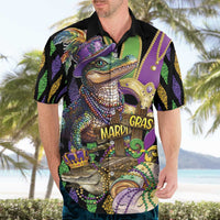 Mardi Gras Alligator Hawaiian Shirt Fleur De Lis Glitter Style